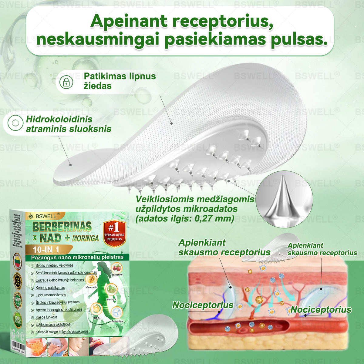👩‍⚕️👩‍⚕️👩‍⚕️👩‍⚕️BSWELL® Nano mikroadatinis lieknėjimo pleistras – Matomi pokyčiai per 28 dienas Svorio kontrolei, širdies sveikatai, cukraus balansui, žarnynui ir sąnariams.