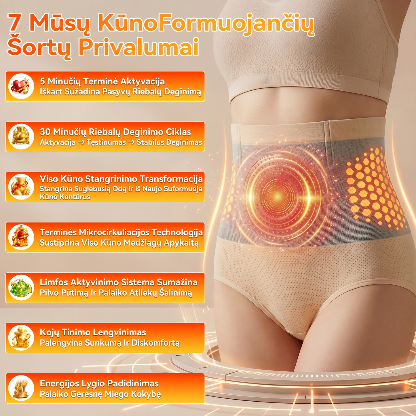 Oficiali firminė parduotuvė 👑 BLUESHOT® 2026 „Moringa & Berberine“ „keturi viename“ mikrodalelių kūno modeliavimo ir riebalų deginimo šortai 💕
