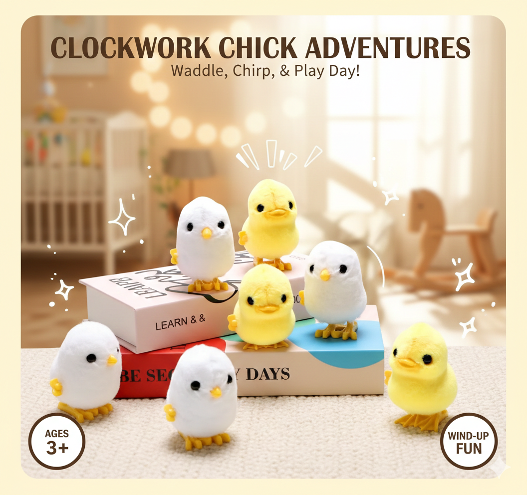 "Hop into Fun! 🐥 2Pcs Super Cute Wind-Up Jumping Chicks & Ducks | Fluffy & Realistic Holiday Surprise"