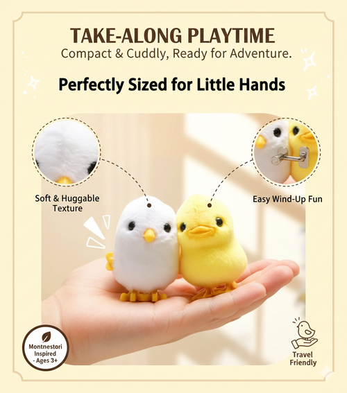"Hop into Fun! 🐥 2Pcs Super Cute Wind-Up Jumping Chicks & Ducks | Fluffy & Realistic Holiday Surprise"