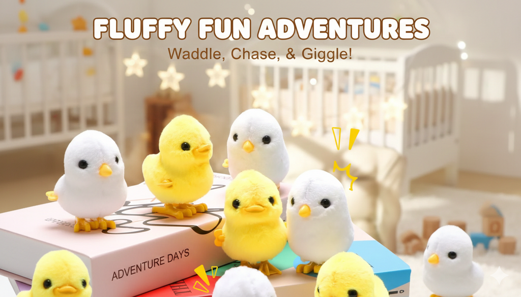 "Hop into Fun! 🐥 2Pcs Super Cute Wind-Up Jumping Chicks & Ducks | Fluffy & Realistic Holiday Surprise"