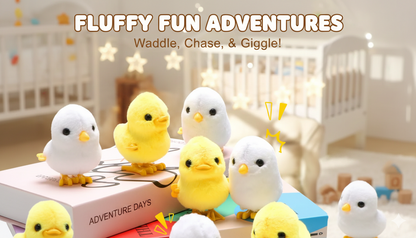 "Hop into Fun! 🐥 2Pcs Super Cute Wind-Up Jumping Chicks & Ducks | Fluffy & Realistic Holiday Surprise"