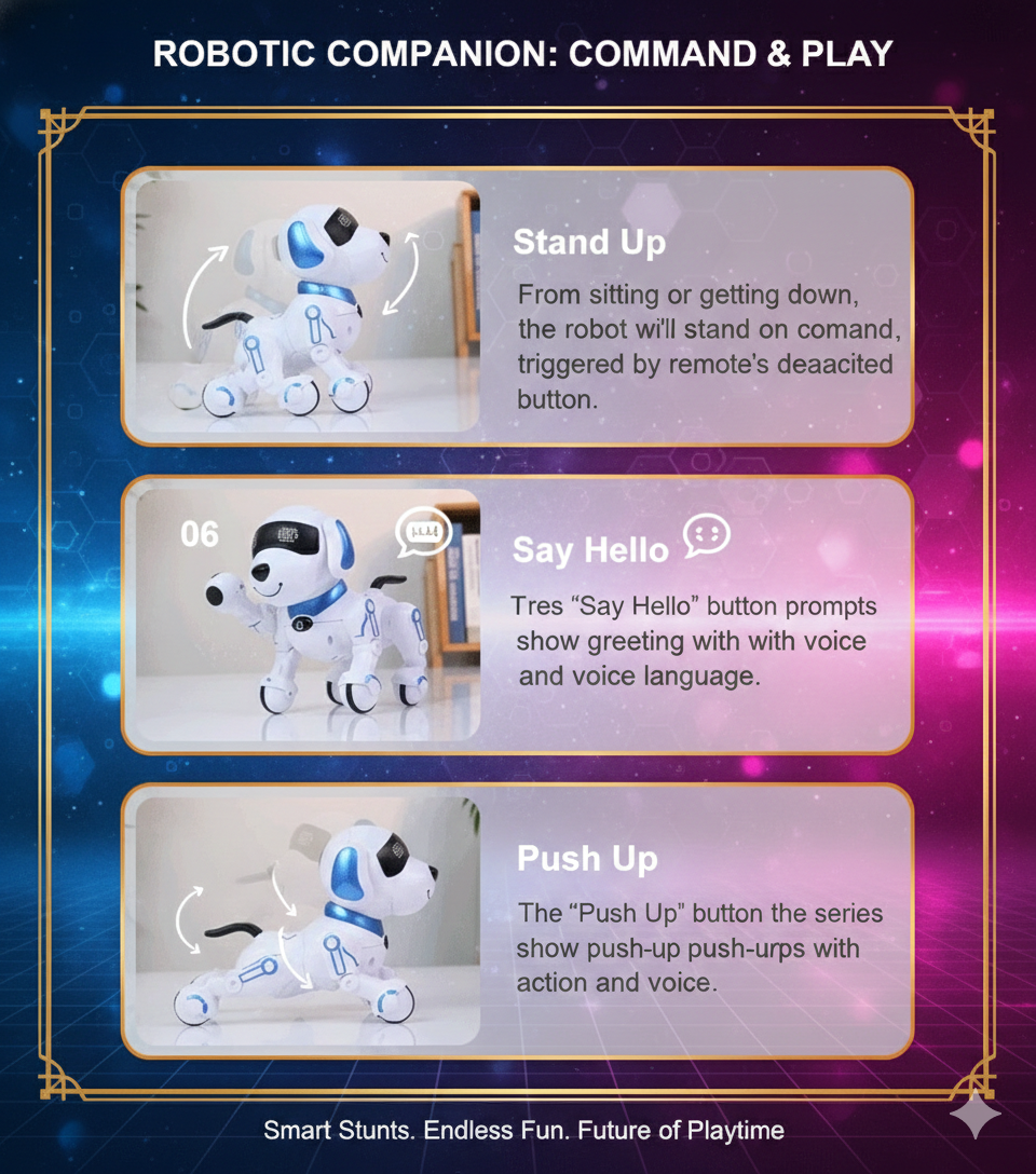 Smart Programmable RC Robot Dog - Interactive Electronic Stunt Pet for Kids - Remote Control Dancing & Walking AI Robot - STEM Learning Birthday Gift for Boys & Girls