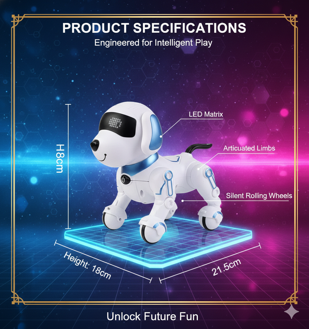 Smart Programmable RC Robot Dog - Interactive Electronic Stunt Pet for Kids - Remote Control Dancing & Walking AI Robot - STEM Learning Birthday Gift for Boys & Girls