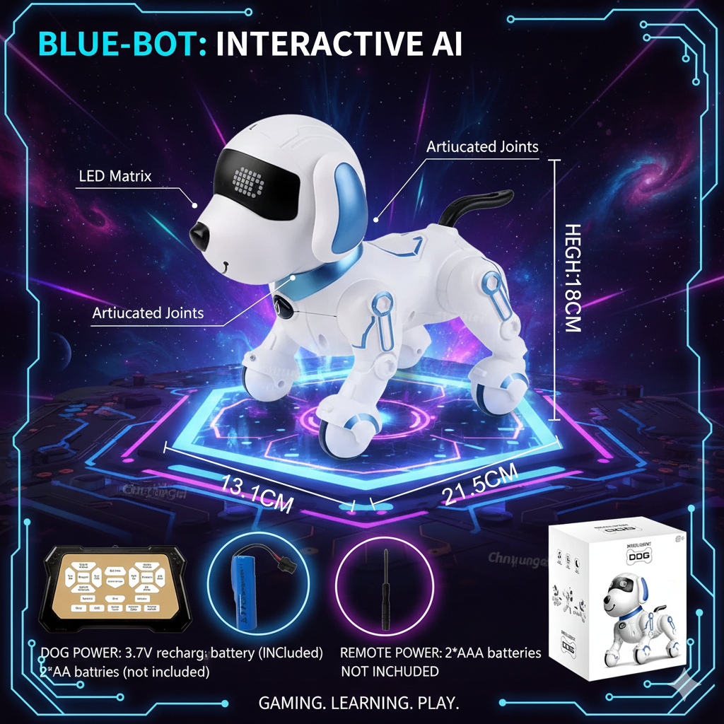 Smart Programmable RC Robot Dog - Interactive Electronic Stunt Pet for Kids - Remote Control Dancing & Walking AI Robot - STEM Learning Birthday Gift for Boys & Girls